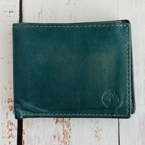 Vintage Timberland Bifold Leather Wallet w/ Flip ID Window (Emerald Green)